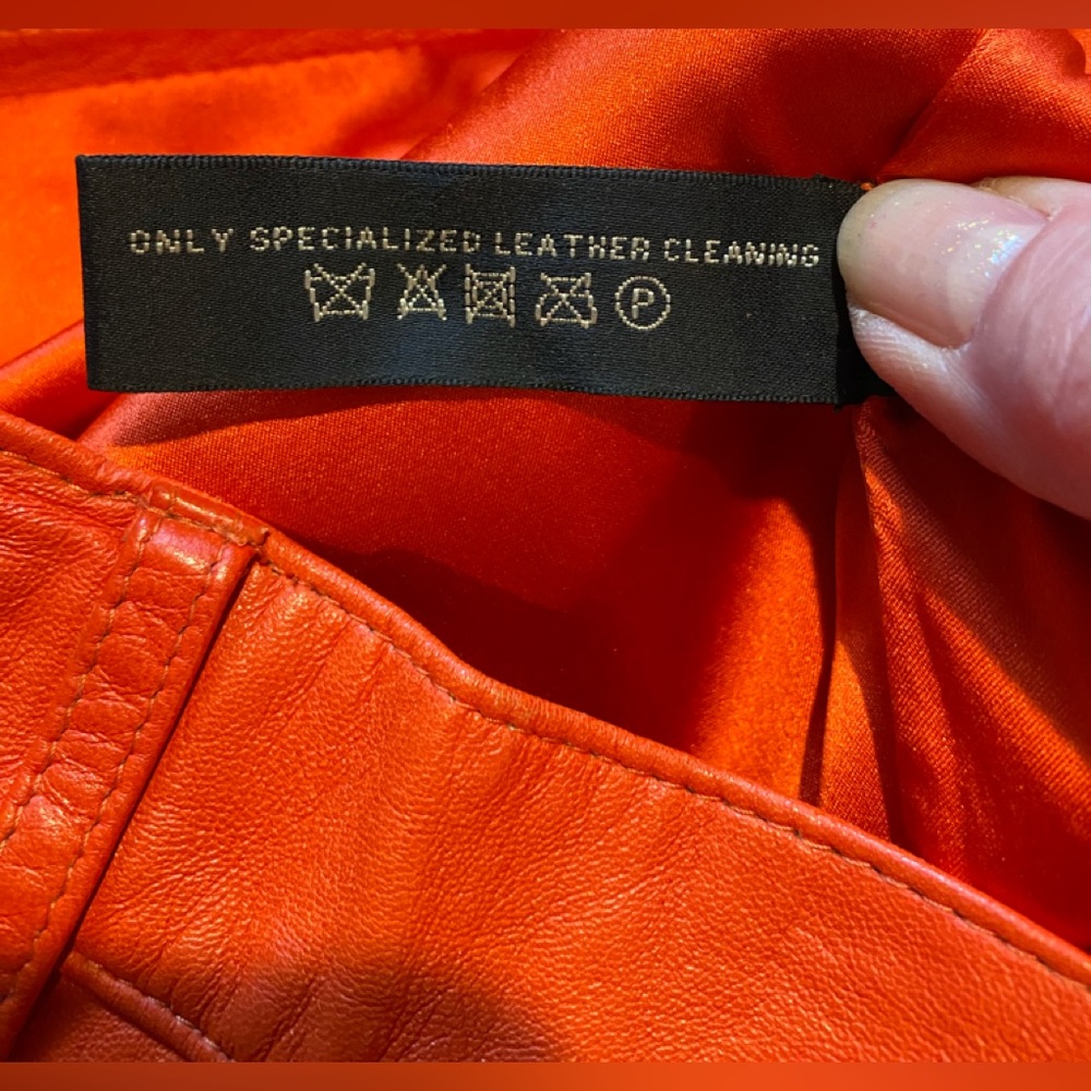 NWT Ralph Lauren Bright Orange Leather Pants - Picture 12 of 12